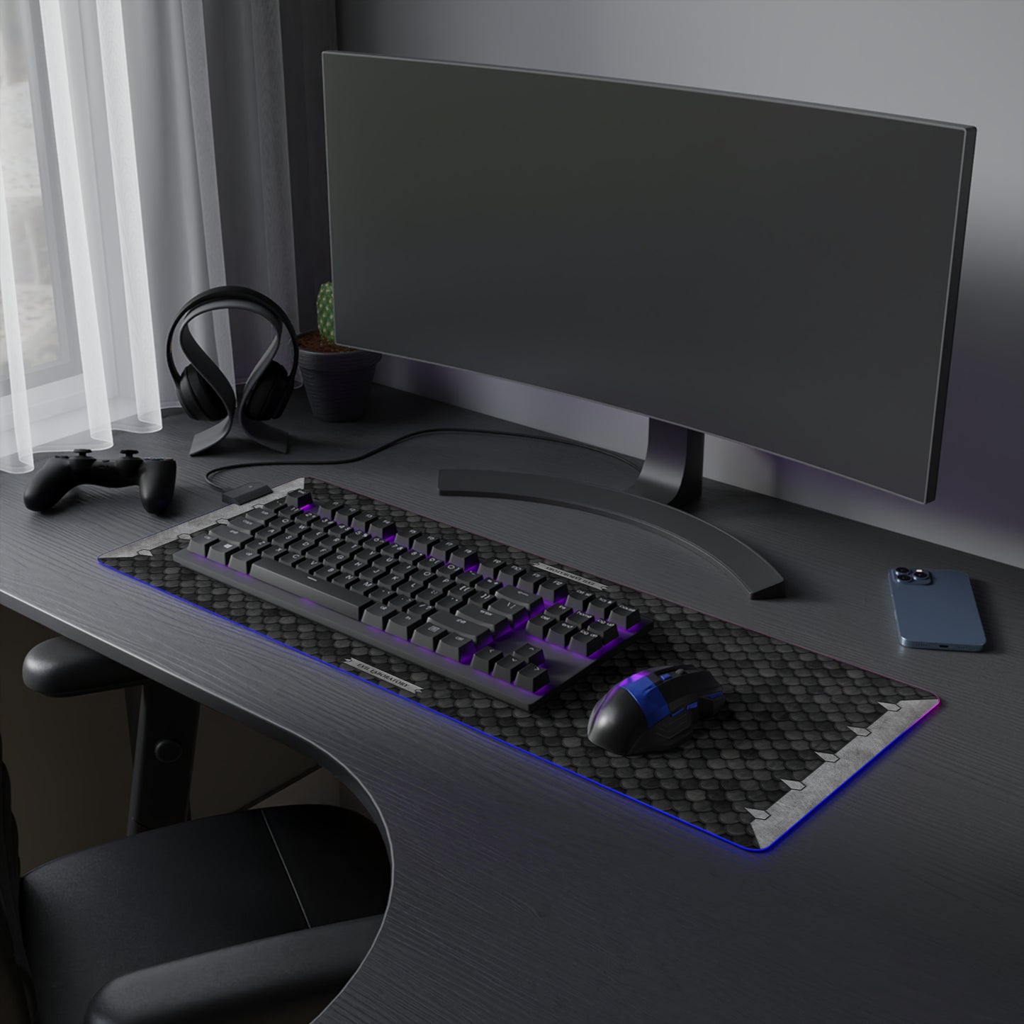 Black Dragon Scale LED Mousepad